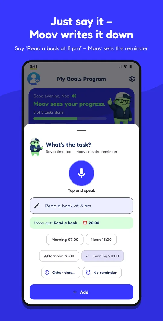 Adding a task by voice in the app